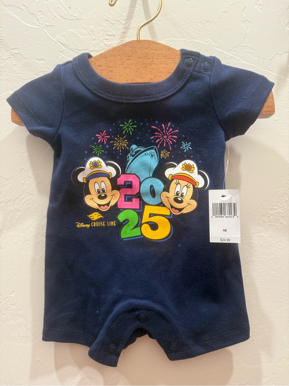 Navy 2025 Mickey & Minnie Baby One-Piece